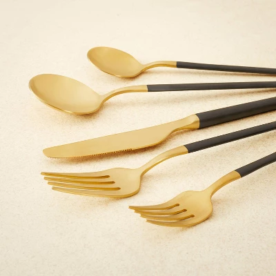 5pc Stainless Steel Silverware Set Black/Gold - Opalhouse™ Designed With Jungalow™ - Image 2