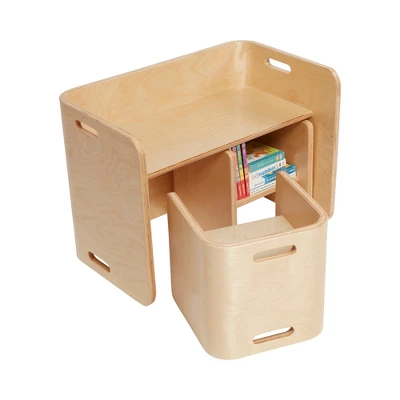 ECR4Kids Premium Bentwood Multipurpose Table And Chair Set, Kids Furniture, Natural, 3-Piece - Image 2