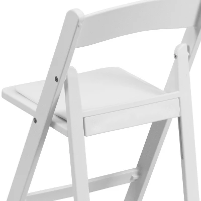 Emma And Oliver 2 Pack Kids White Resin Folding Event Party Chair With Vinyl Padded Seat - Image 6
